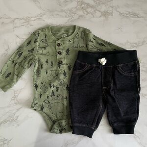 Carter's Green and Black Kids Matching Set